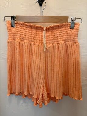 Z Supply Women's Lightweight Orange Pleated Smocked Waist Shorts